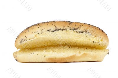 cut open bun with black sesame seeds