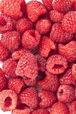 sweet raspberries on a white background 