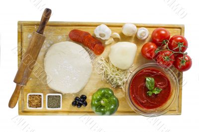 pizza ingredients top view