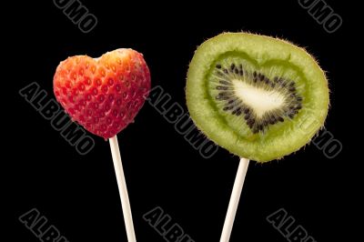 strawberry and kiwi in stick