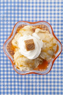 close up image of caramel ice cream