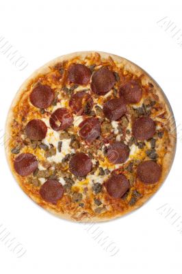 top view of pepperoni pizza
