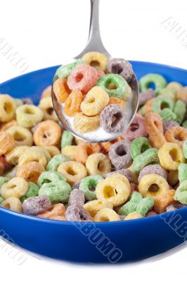 spoon with colorful cereal