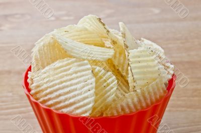 bowl of salted chips