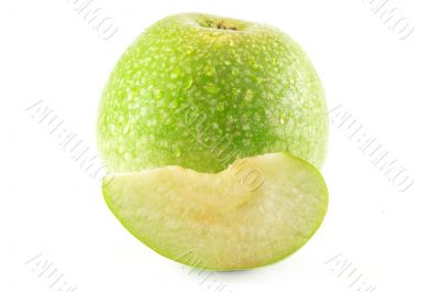 Green apple on a white background