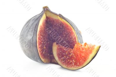 slices of fig on a white background
