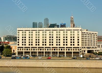 White building on the embankment