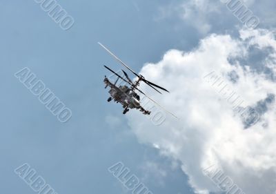 Combat helicopter in flight