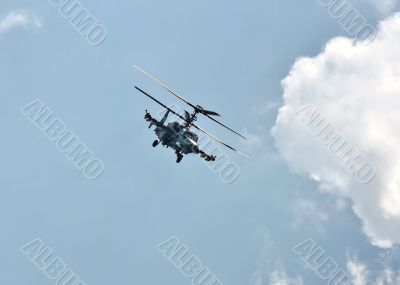 Combat helicopter in flight