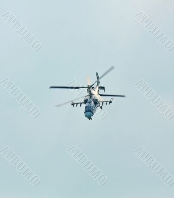 Combat helicopter in flight
