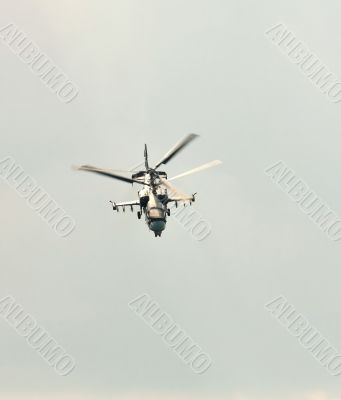 Combat helicopter in flight
