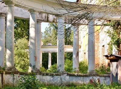 Colonnade of the old abandoned estate near Moscow