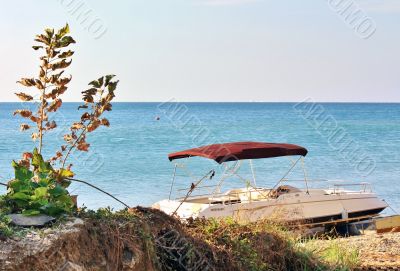 Lonely yacht by the pier 