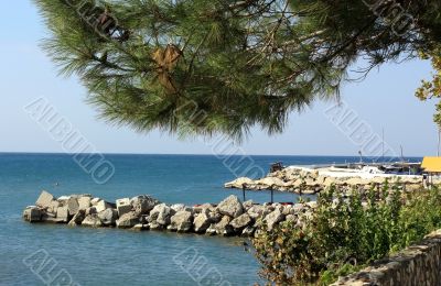 Yacht pier in summer