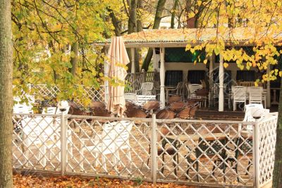 Summer cafe in autumn