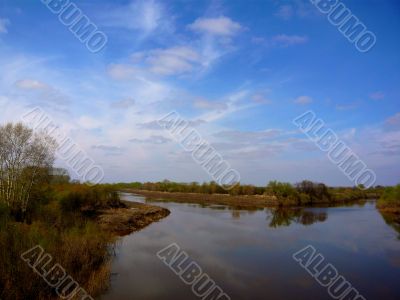 River Delta with the reflection of the sky.