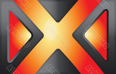 black triangles and orange cross