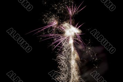 pink and yellow fireworks