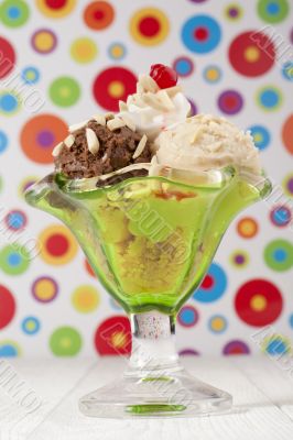 green cup with ice cream