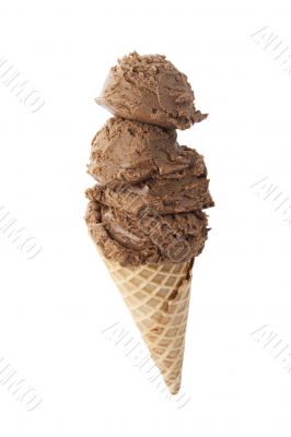 chocolate ice cream in cone