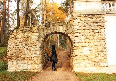 Girl in the stone grotto