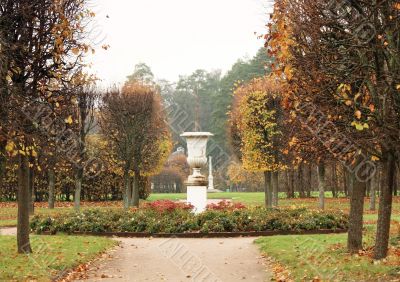 Decorative vase in park