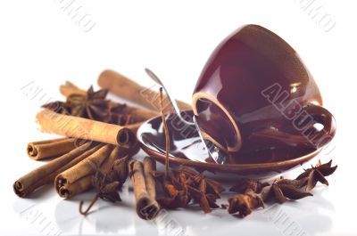 Cinnamon, anise, with a coffee cup