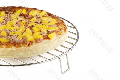 pizza on round rack