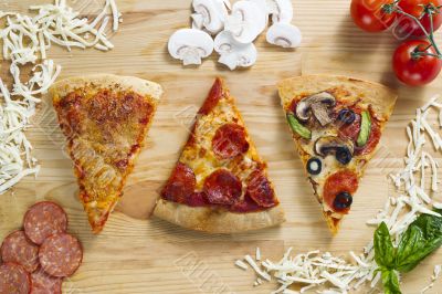 slices of pizza on table