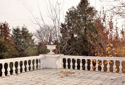 Decorative vase on the terrace in park