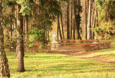Decorative vase in park