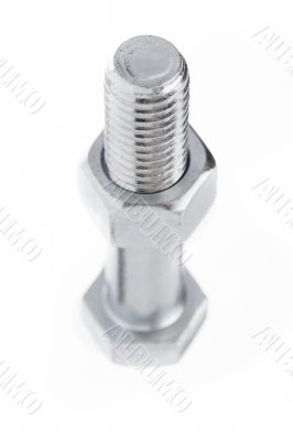 bolt with nut on white