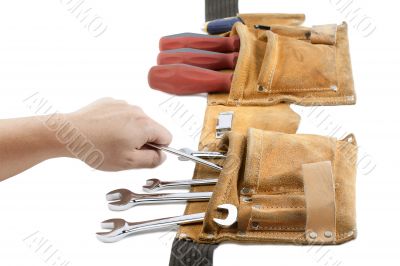 tool belt with spanner and screwdriver