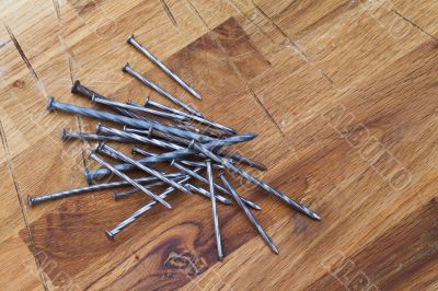 nails on wood table