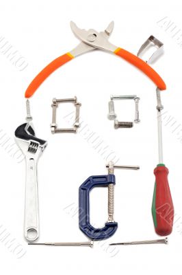 tools forming a image of an house
