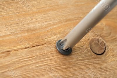 screw in wooden plank