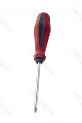 close up of a red screw driver