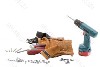 view of a tool belt and driller
