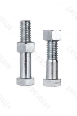 two bolts with two nuts