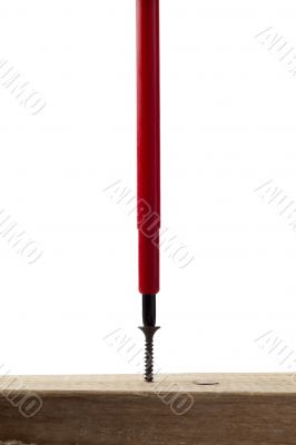 screw driver pushing screw