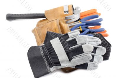 construction tool belt ad gloves