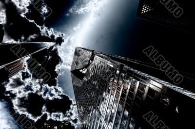 low angle shot of tall buildings