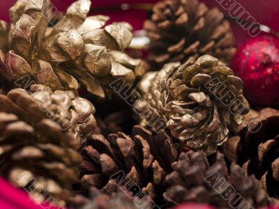 gold pinecones