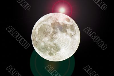 full moon with shining star