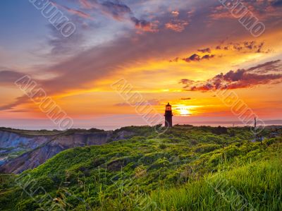 sunset at a lighthouse