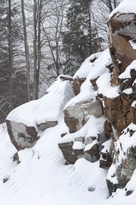 cliff covered with snow