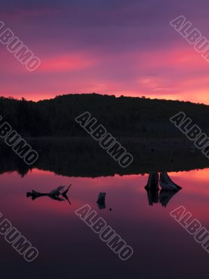 silhouette image of mountain and lake