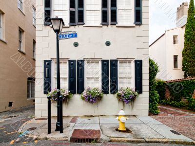 building and street sign