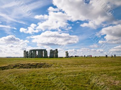 a distant shot of stonehenge