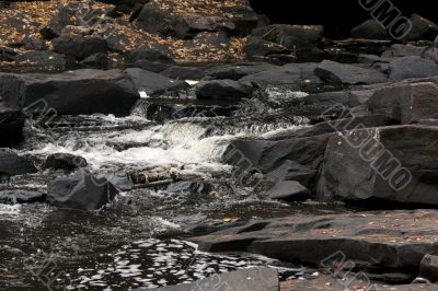 water flowing through rocks